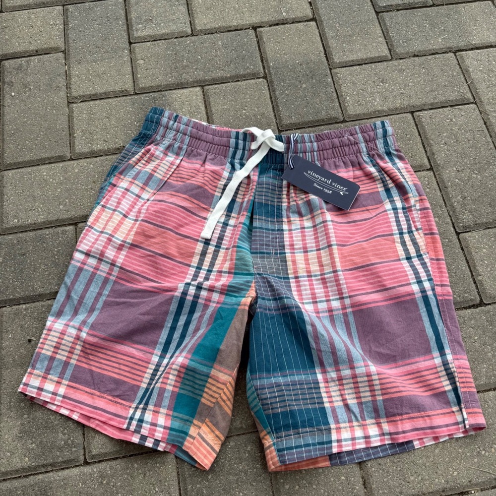 Vineyard Vines Mens 7 Inch Pull-On Madras Shorts Cayman Plaid XS 1H001331-C789